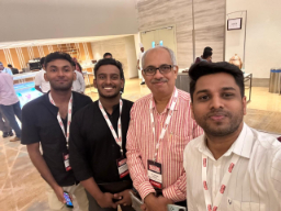 Group selfie at a business gathering
